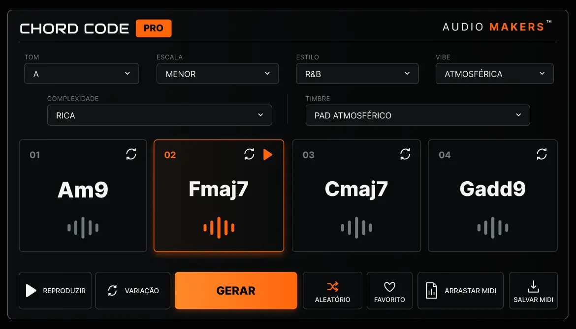 Interface completa do plugin CHORD CODE PRO